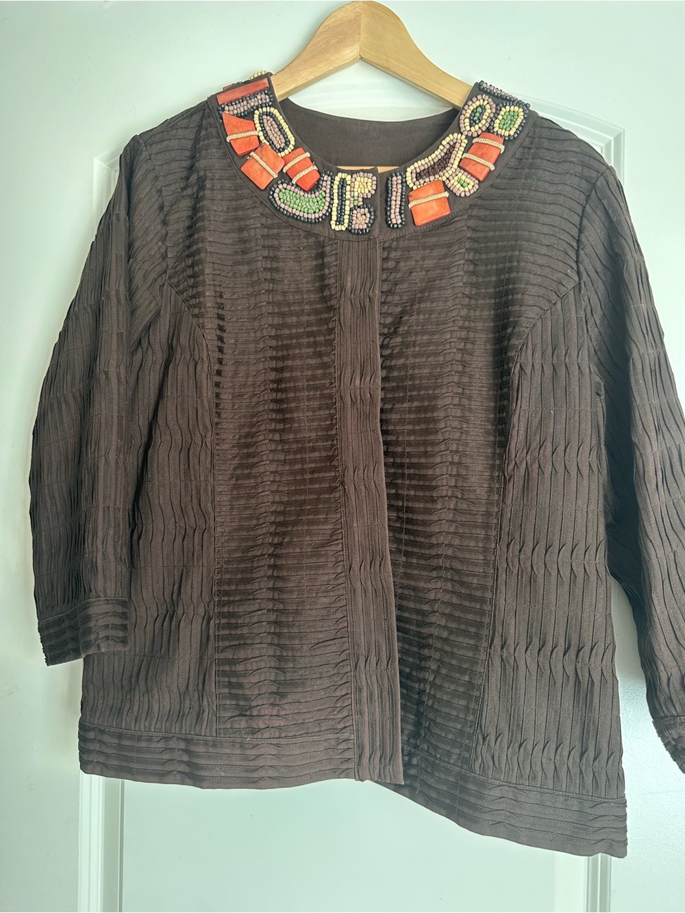 Chico’s Womens Brown Blazer Burundi Beat Bernita Jacket Size 2 (S3)